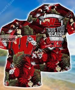 Wisconsin Badgers Hawaiian Shirt Tropical Patterns Gift 2
