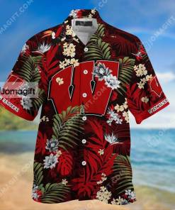 Wisconsin Badgers Hawaiian Shirt Tropical Patterns Gift 3