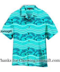 A Flock Of Dolphins In The Sea Pattern Hawaiian Shirt 1