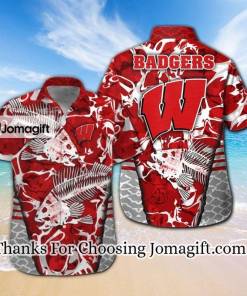Wisconsin Badgers Hawaiian Shirt Tropical Patterns Gift