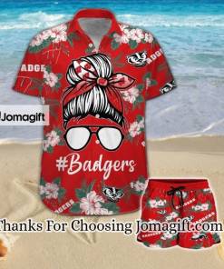 AWESOME Wisconsin Badgers Girl Messy Bun Hawaiian Shirt Gift 1