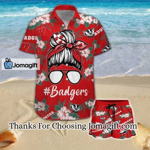 [AWESOME] Wisconsin Badgers Girl Messy Bun Hawaiian Shirt Gift