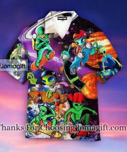 Alien With Skate In The Universe Hawaiian Shirt