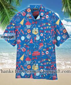 Amazing Happy Birthday On Blue Pattern Hawaiian Shirt 2