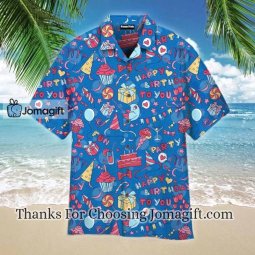 Amazing Happy Birthday On Blue Pattern Hawaiian Shirt