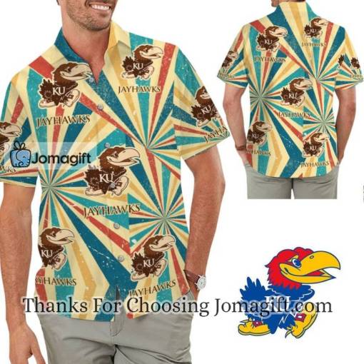 [Amazing] Kansas Jayhawks Retro Vintage Style Hawaiian Shirt For Men And Women