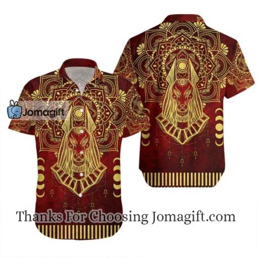 Anubis Pattern In Red Hawaiian Shirt
