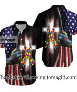 Autism Cross American Flag Hawaiian Shirt