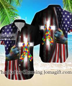 Autism Cross American Flag Hawaiian Shirt 2