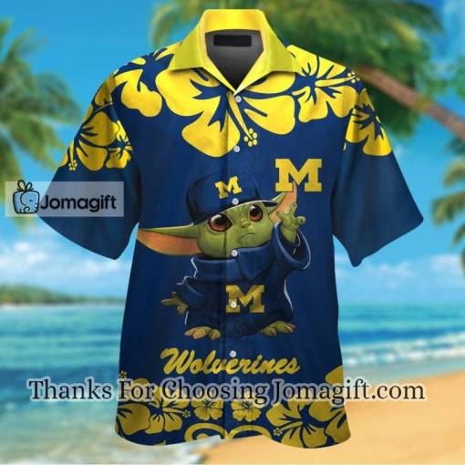 [Available Now] Michigan Wolverines Baby Yoda Hawaiian Shirt Gift
