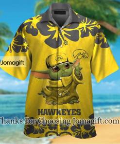 Awesome Iowa Hawkeyes Baby Yoda Hawaiian Shirt For Men And Women