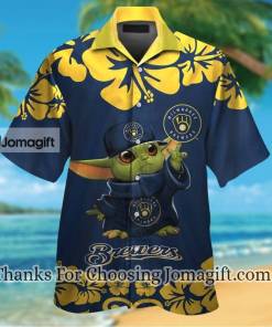 Awesome Milwaukee Brewers Baby Yoda Hawaiian Shirt Gift