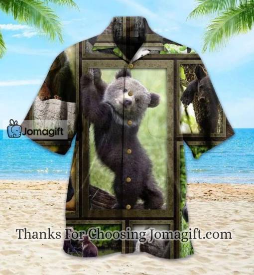 Baby Bear 3D Pictures Green Brown Hawaiian Shirt Summer