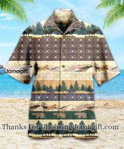 Bear And Moose Mountain Brown Hawaiian Shirt