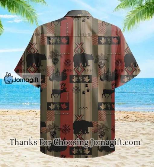 Bear Lodge Nature Wildlife Brown Hawaiian Shirt