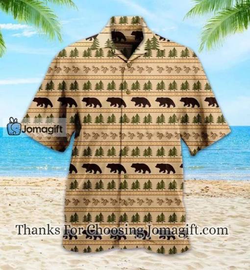 Bear Tracks Brown Hawaiian Shirt