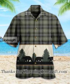 Bear Walk Plaid Grey Hawaiian Shirt 1