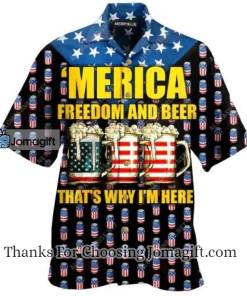 Beer Hawaiian Shirt American Flag Beer Cups Merica Freedom