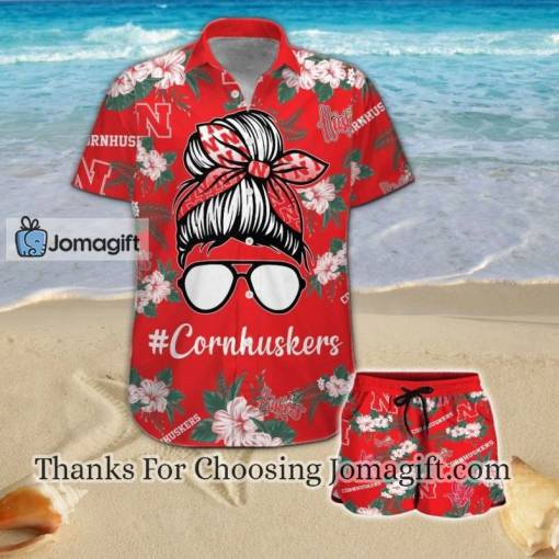 [Best-Selling] Nebraska Cornhuskers Girl Messy Bun Hawaiian Shirt Gift