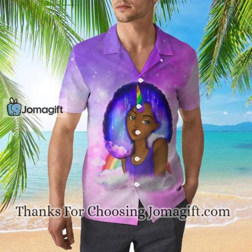 Black Girl Gift Pinky Afro Natural Unicorn Hawaiian Shirt