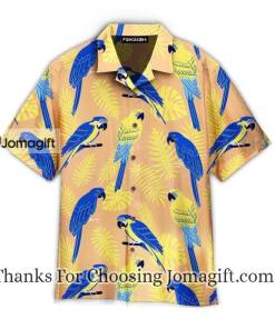 Blue And Gold Bird Tropical Pattern Hawaiian Shirt