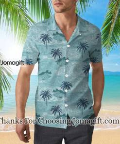Blue Big Wave And Palm Trees Island Pattern Hawaiian Shirt