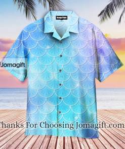 Blue Holographic Mermaid Scales Hawaiian Shirt