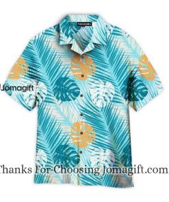 Blue Tropical Leaves Pattern Hawaiian Shirt