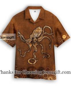 Brown Octopus Steampunk Aloha Hawaiian Shirts