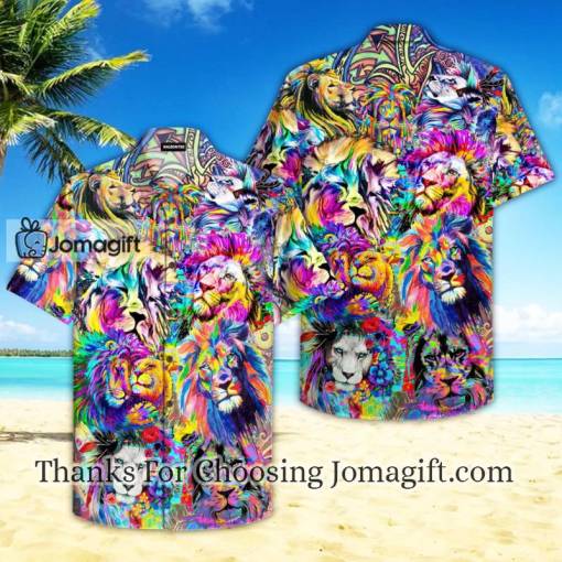 Colorful Hippie Lion Hawaiian Shirt
