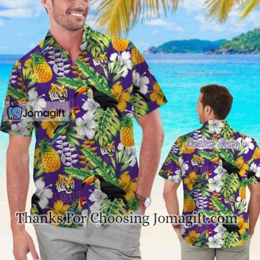 [Comfortable] Lsu Tigers Personalized Parrot Floral Hawaiian Shirt Gift