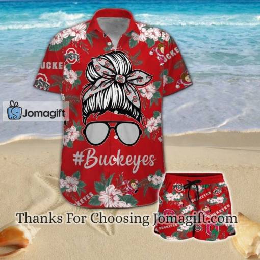 [Comfortable] Ohio State Buckeyes Girl Messy Bun Hawaiian Shirt Gift