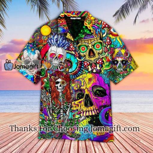 Cool Skull With Hippies Mushrooms Hawaiian Shirt