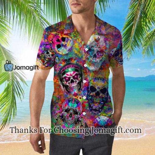 Crazy Colorful Skull Art Hawaiian Shirt