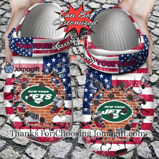 [Custom Name] New York Jets American Flag Crocs Gift
