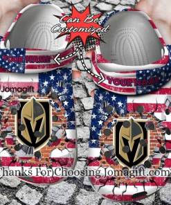 Custom name Vegas Golden Knights American Flag Crocs Gift 1