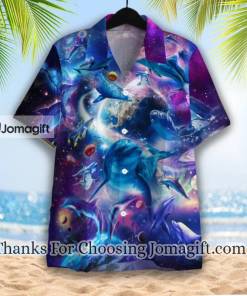 Dolphins Jump Into The Galaxy Hawaiian Shirt 1