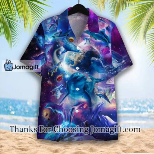 Dolphins Jump Into The Galaxy Hawaiian Shirt