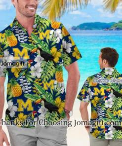 Fashionable Michigan Wolverines Personalized Parrot Floral Hawaiian Shirt Gift