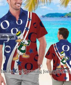 Fashionable Oregon Ducks American Flag Personalized Hawaiian Shirt Gift