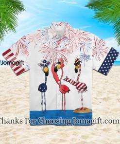Flamingo American Flag Firework Hawaiian Shirt 1