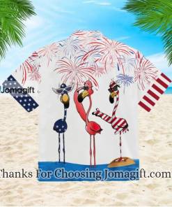 Flamingo American Flag Firework Hawaiian Shirt 2