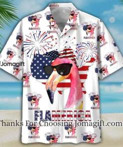 Flamingo American flag Hawaiian shirt 1