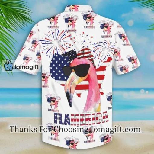 Flamingo American flag Hawaiian shirt