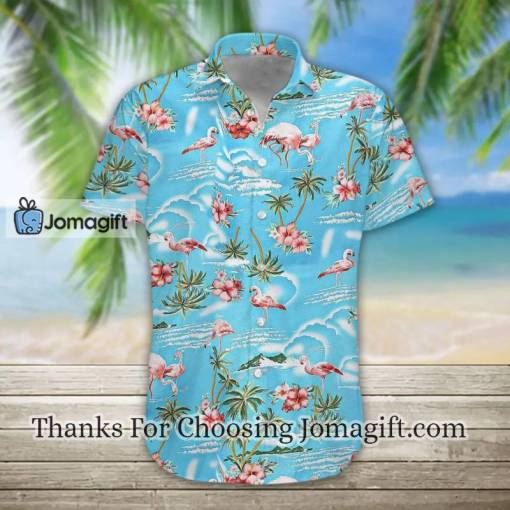 Flamingo Blue Ocean Palm Tree Flamingo Hawaiian Shirt