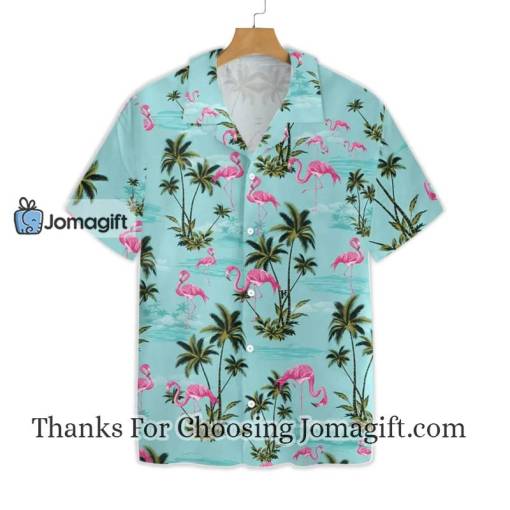 Flamingo Hawaiian Shirt Blue Flamingo Palm Tree