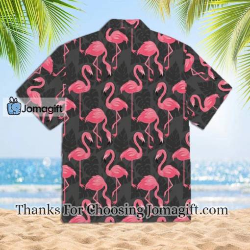 Flamingo On Dark Monstera Leaves Hawaiian Shirt
