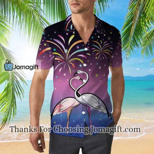 Flamingos On Firework Hawaiian Shirt