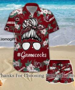 [High-Quality] South Carolina Gamecocks Girl Messy Bun Hawaiian Shirt Gift