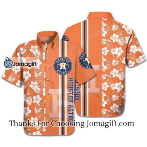 Houston Astros Hawaiian Shirt Houston Astros Logo Baseball Orange White